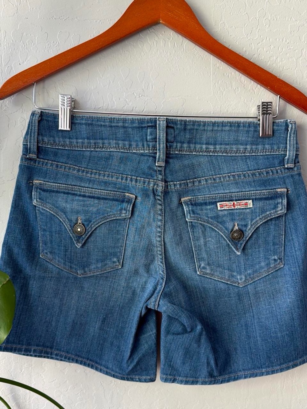 Hudson Jeans Mid-Blue Denim Shorts with Flap Back Pockets